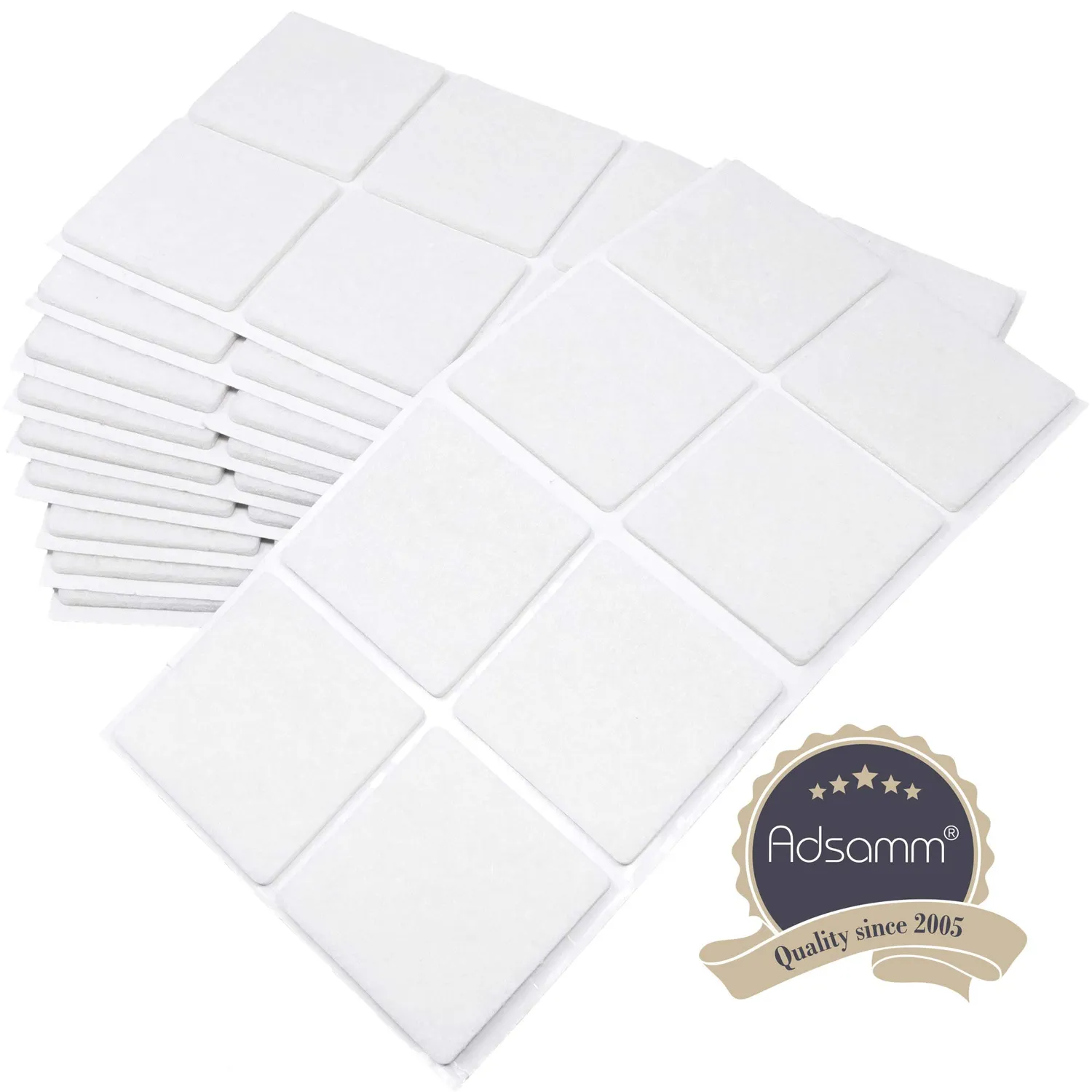 Adsamm 80 feltrini autoadesivi bianchi 50x50 mm spessore 3,5 mm