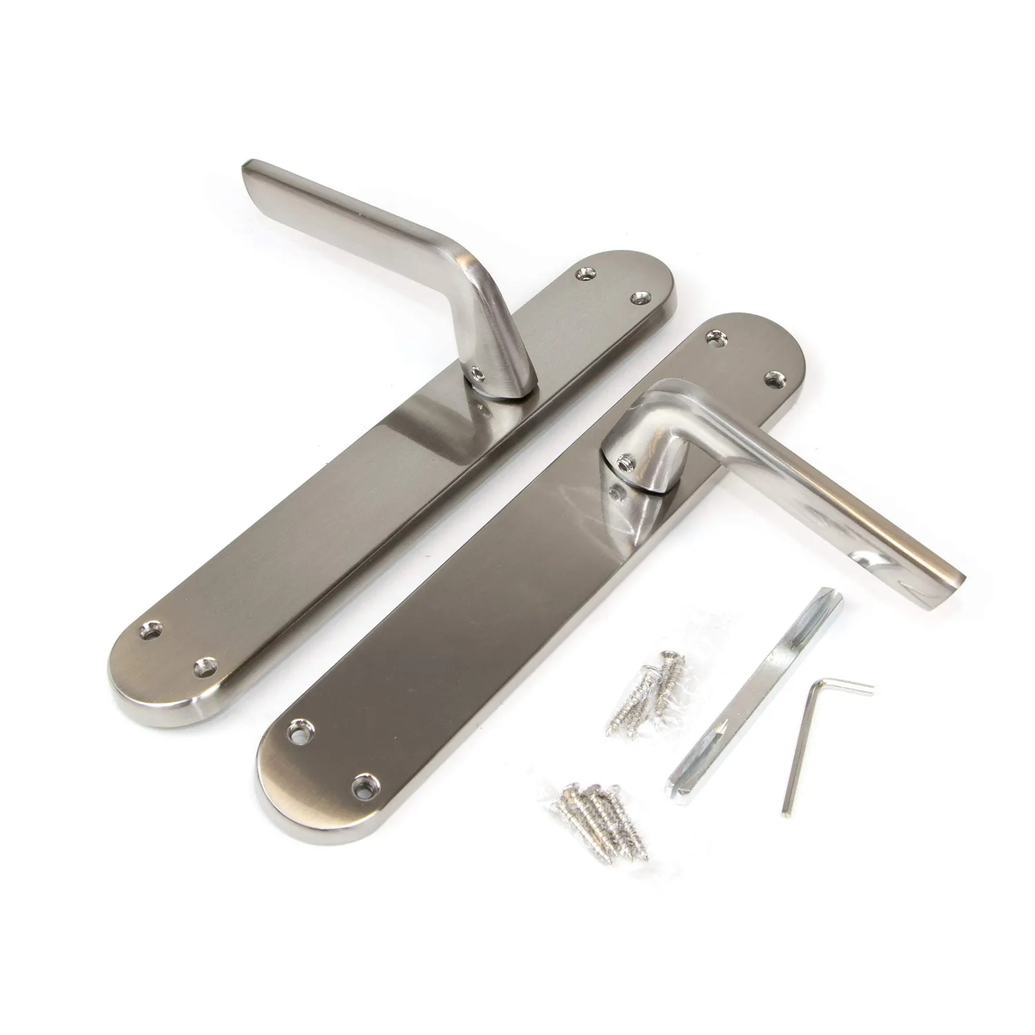 Emuca Maniglie Porta Interna Placca 43x250 Nickel Coppia