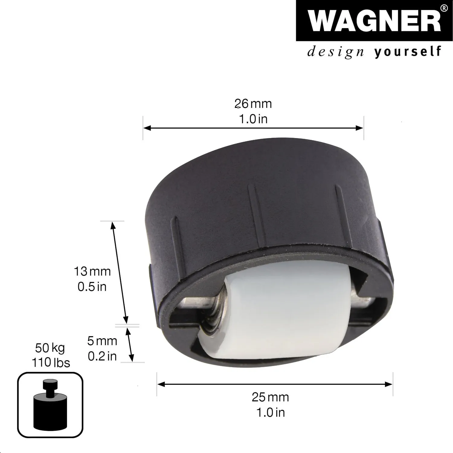 Wagner 01702701 mini roller incasso morbido 15 mm 50 kg