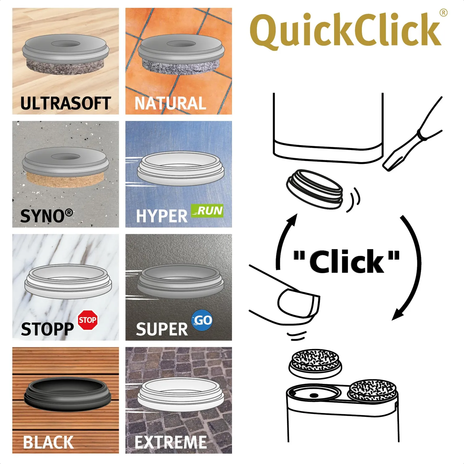 Wagner QuickClick pattini Hyper 62x30 mm avvitare