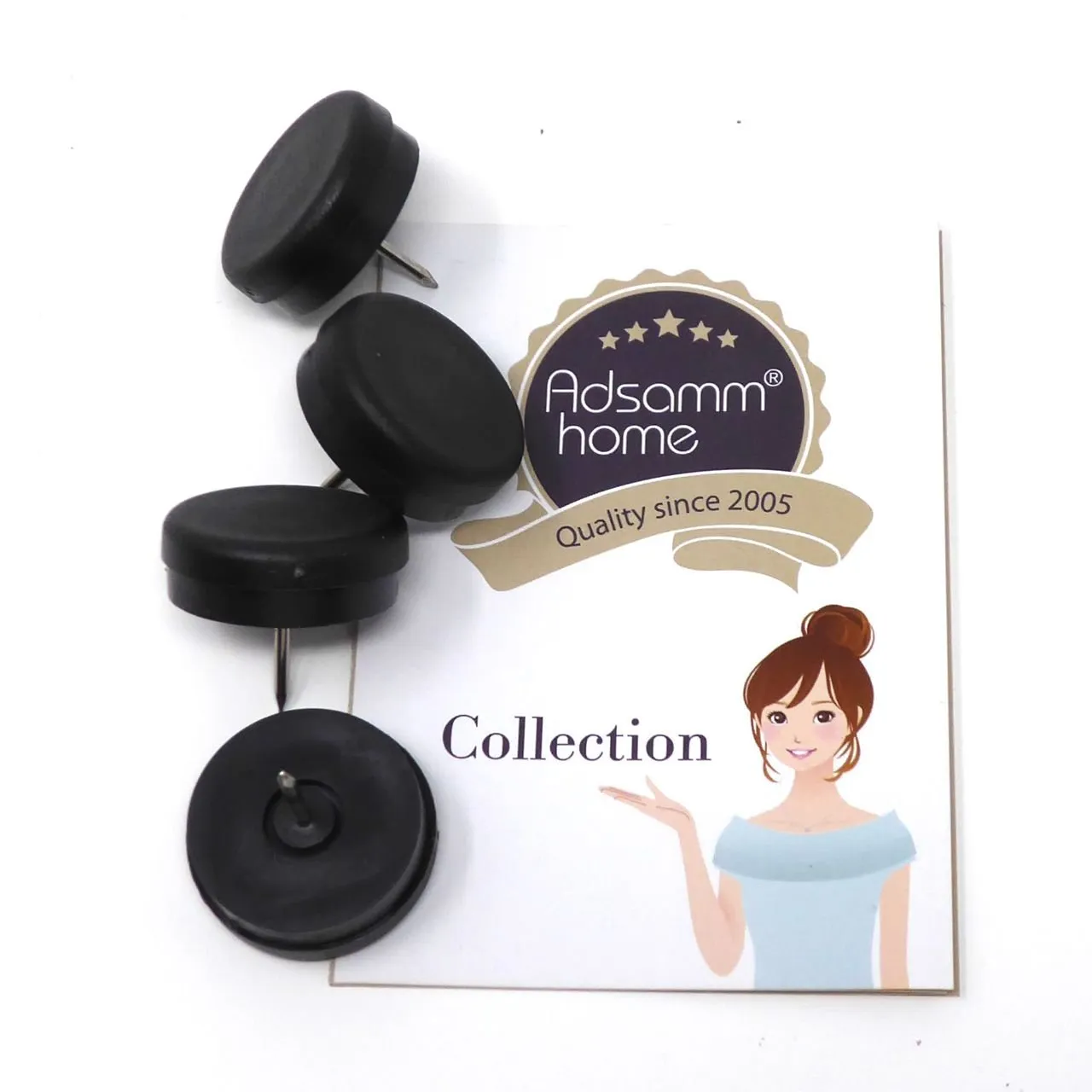 Adsamm Pattini con chiodo tondi 30 mm neri 4 pezzi ammortizzati