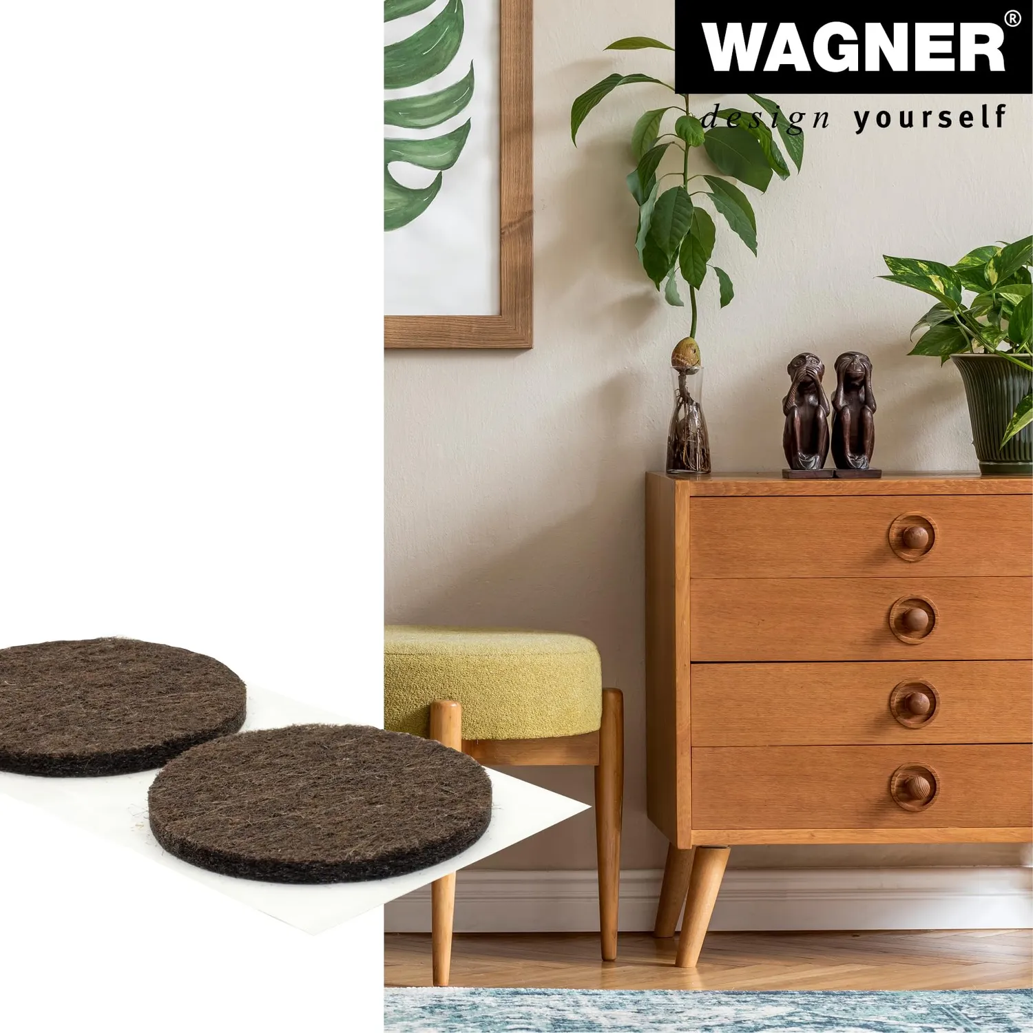 Wagner EH 15133499 feltrini adesivi marroni 4 pezzi Ø35 mm