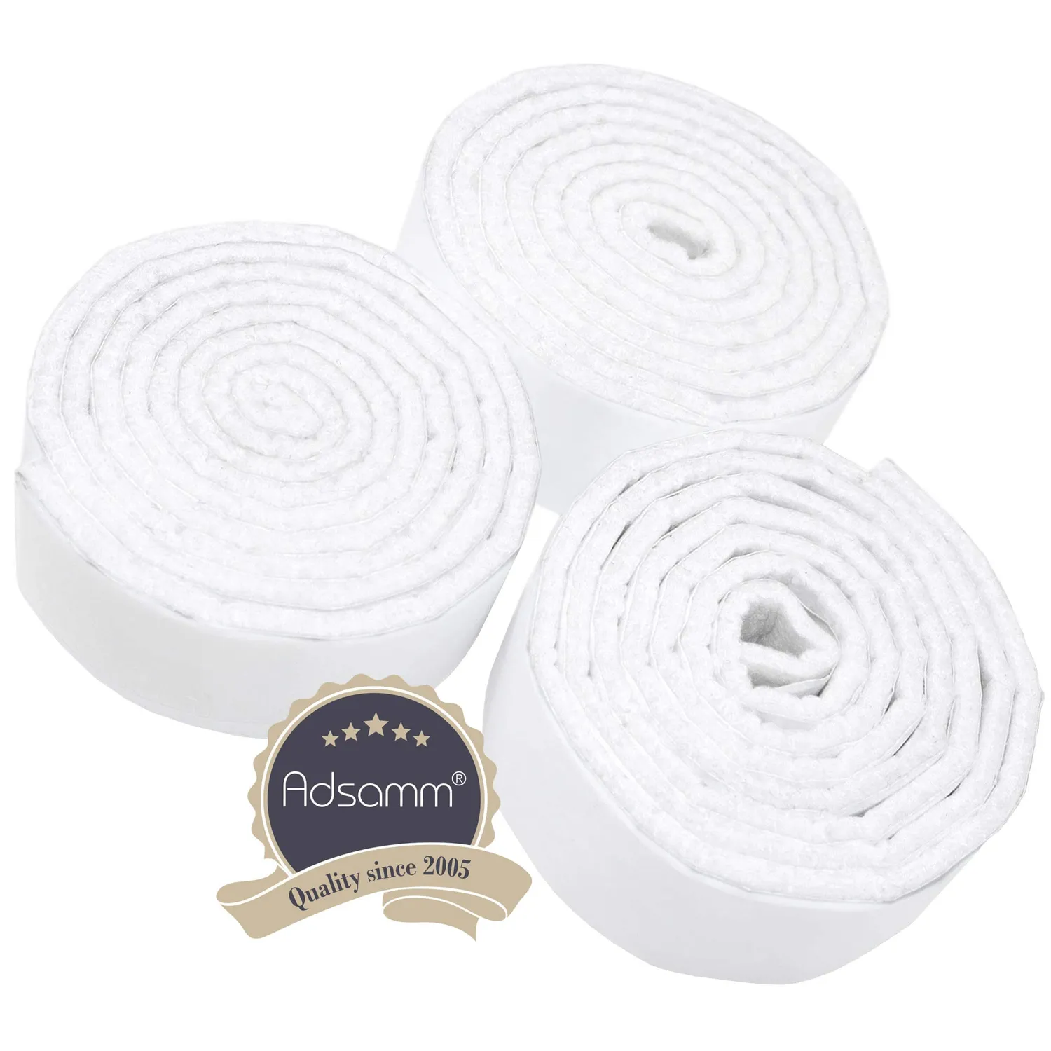 Adsamm rotolo feltro autoadesivo 24x1000 mm bianco 3 pezzi 3,5 mm