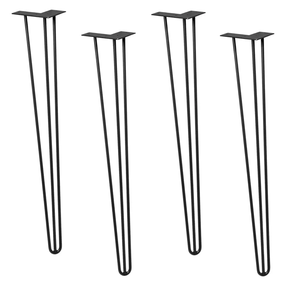 Wagner Hairpin gambe tavolo acciaio nere 71 cm set 4 pezzi