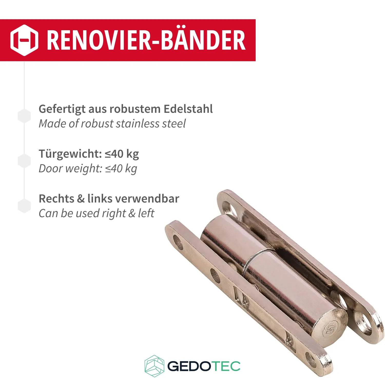 Gedotec cerniere porte legno 2 pezzi nichelato 15 mm