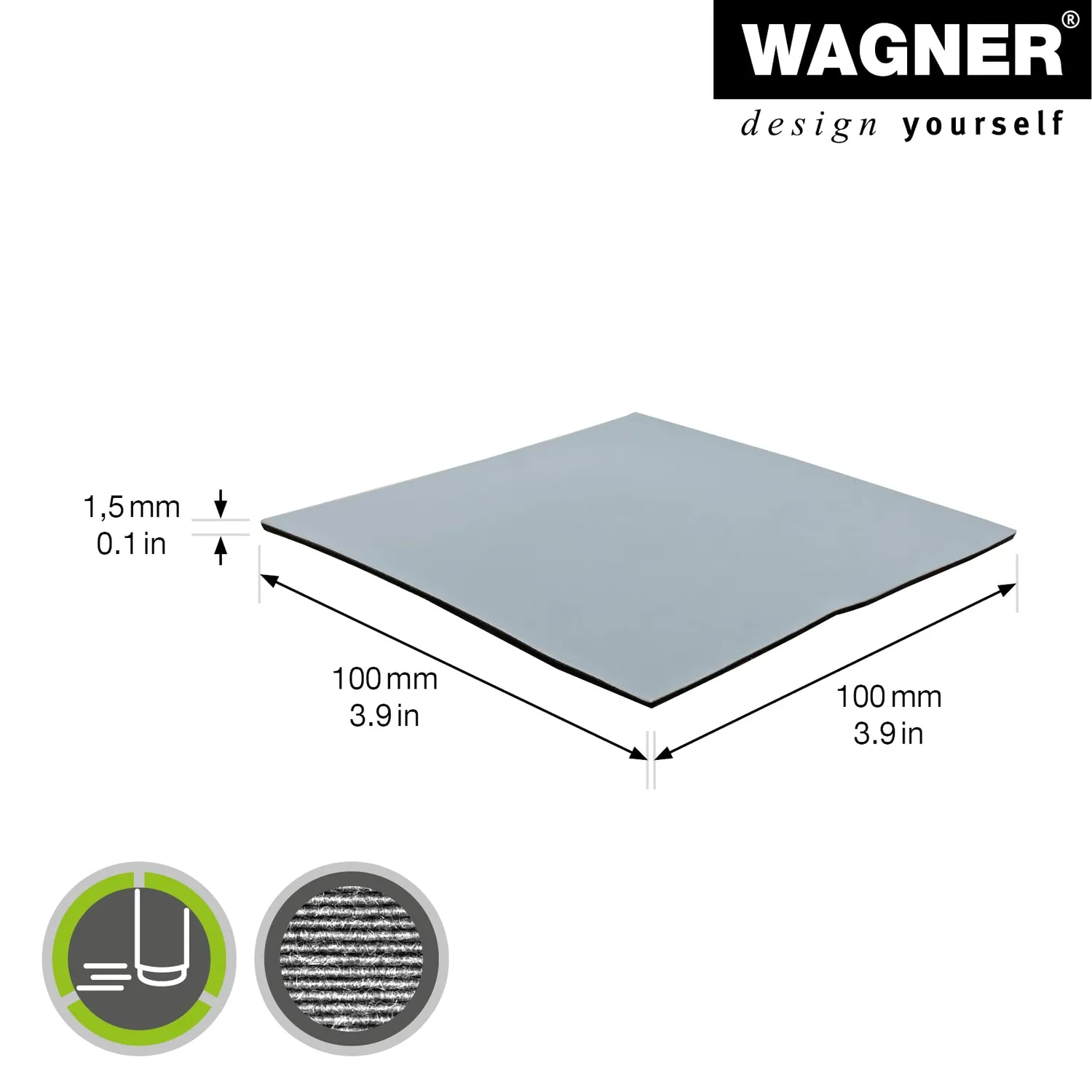 Wagner EH 1210 piastra PTFE 100x100mm grigia
