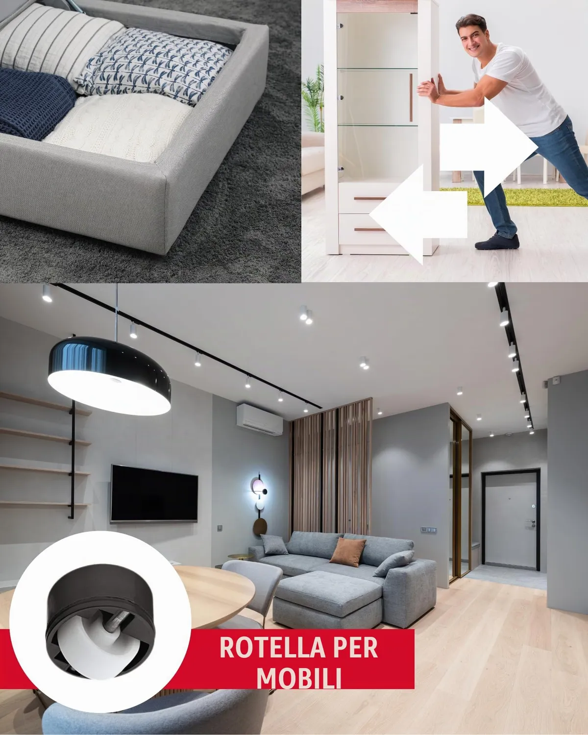 Gedotec rotelle mobili incasso Ø36 mm pavimenti duri 4 pz