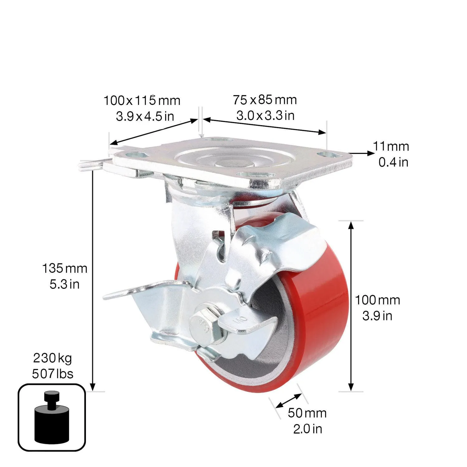 Wagner Direction Lock 3in1 Ruota Industriale Ø 100 mm 230 kg