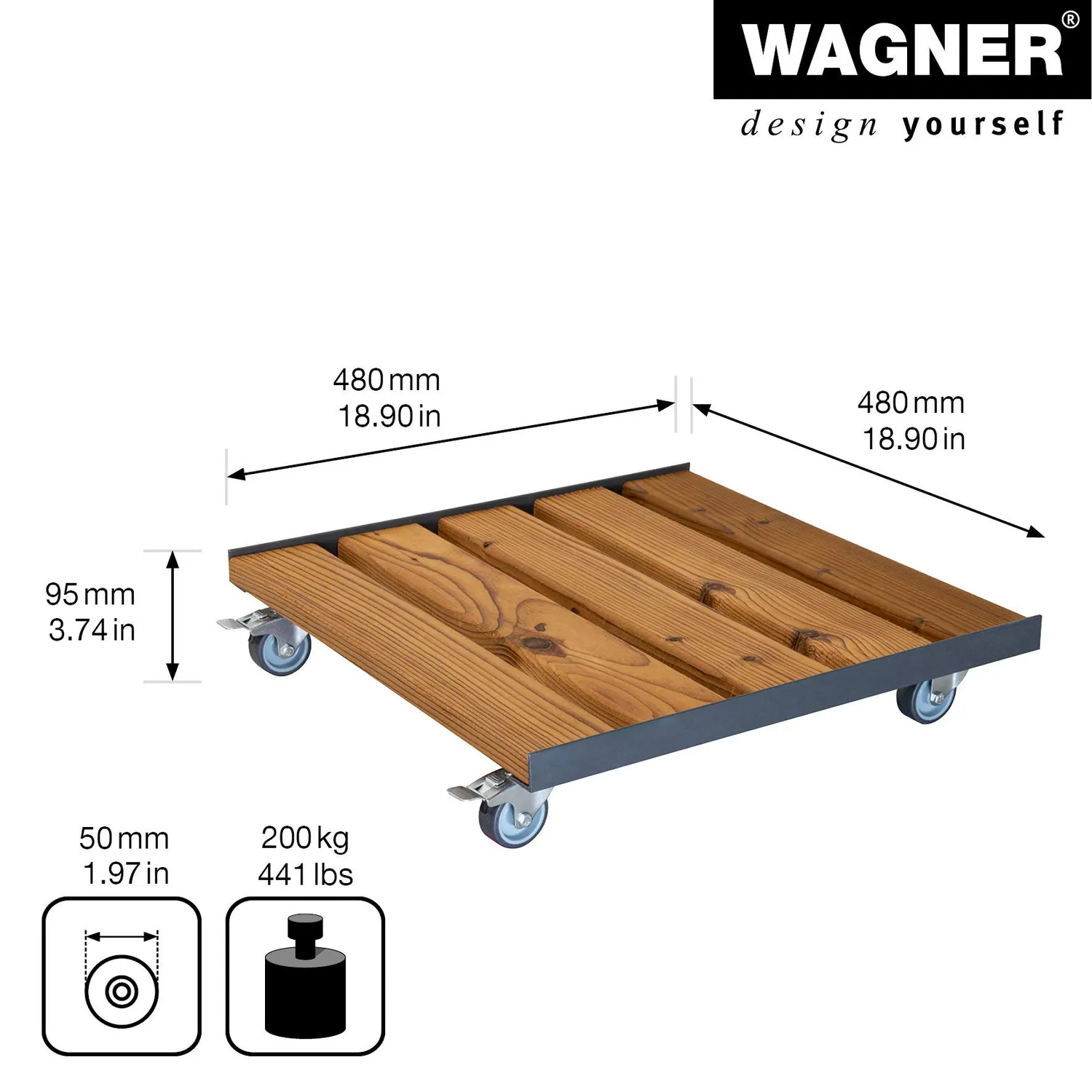 Wagner Fortis Big 20702501 carrello piante 48x48 cm 200 kg