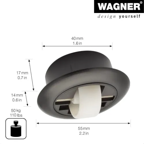 Wagner RO 7012 rotella incasso dura nera 27 mm 1 pz