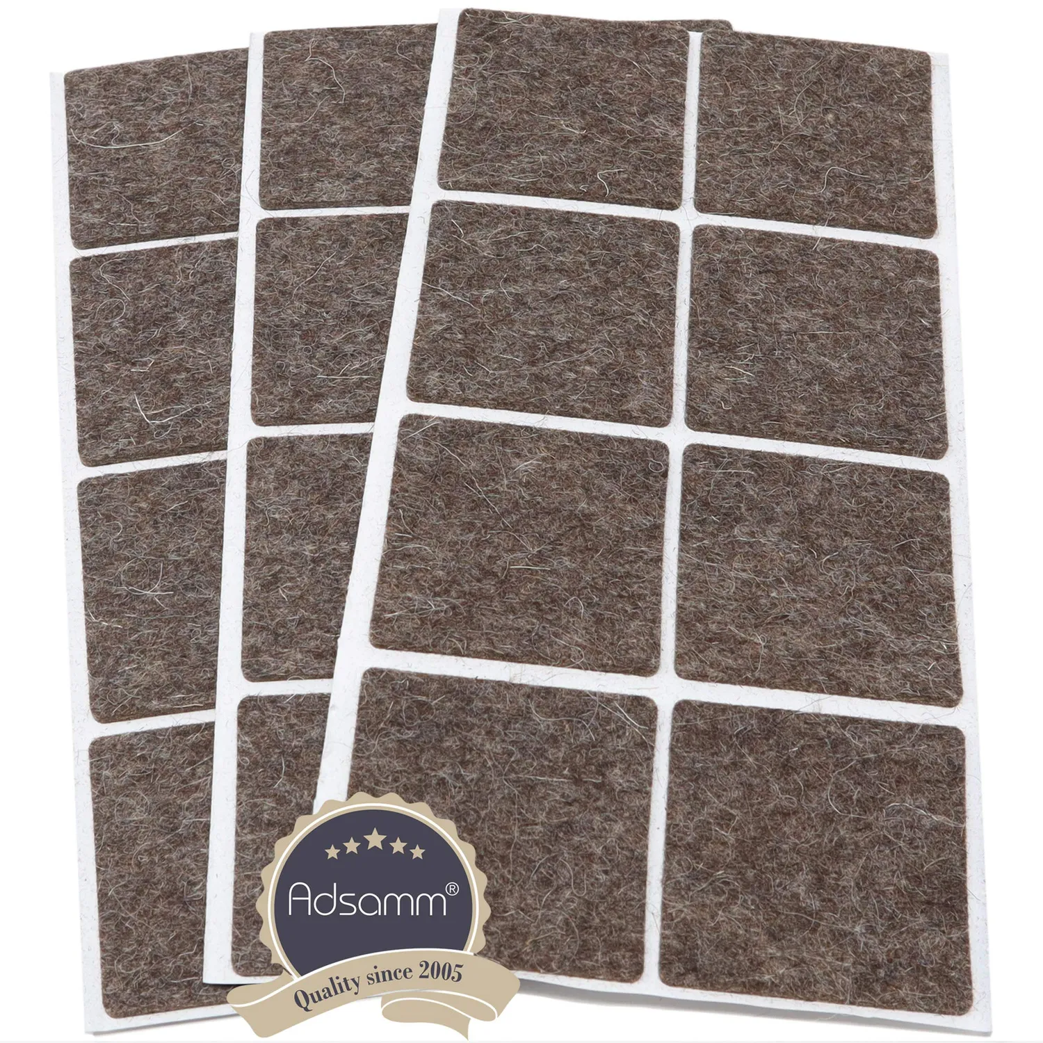 Adsamm Quality Feltrini Lana Quadrati 50x50 mm Marroni 24 pz 3 mm