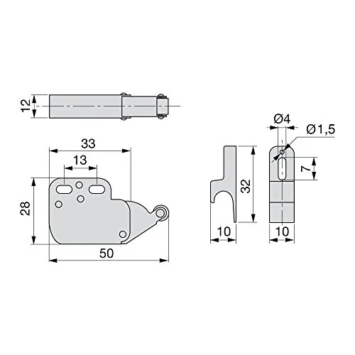 Emuca 1275415 chiusura mini-latch anta mobile set 10 pezzi