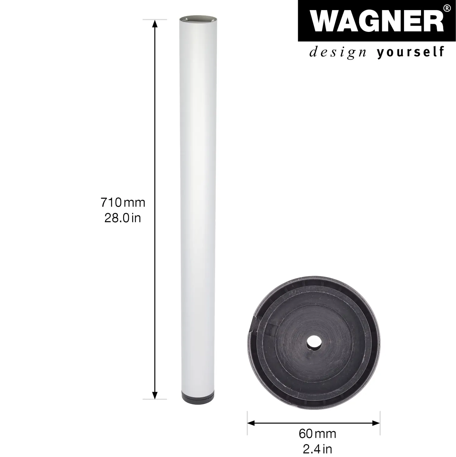 Wagner Teno 710 mm gambe tavolo argento 4 pz