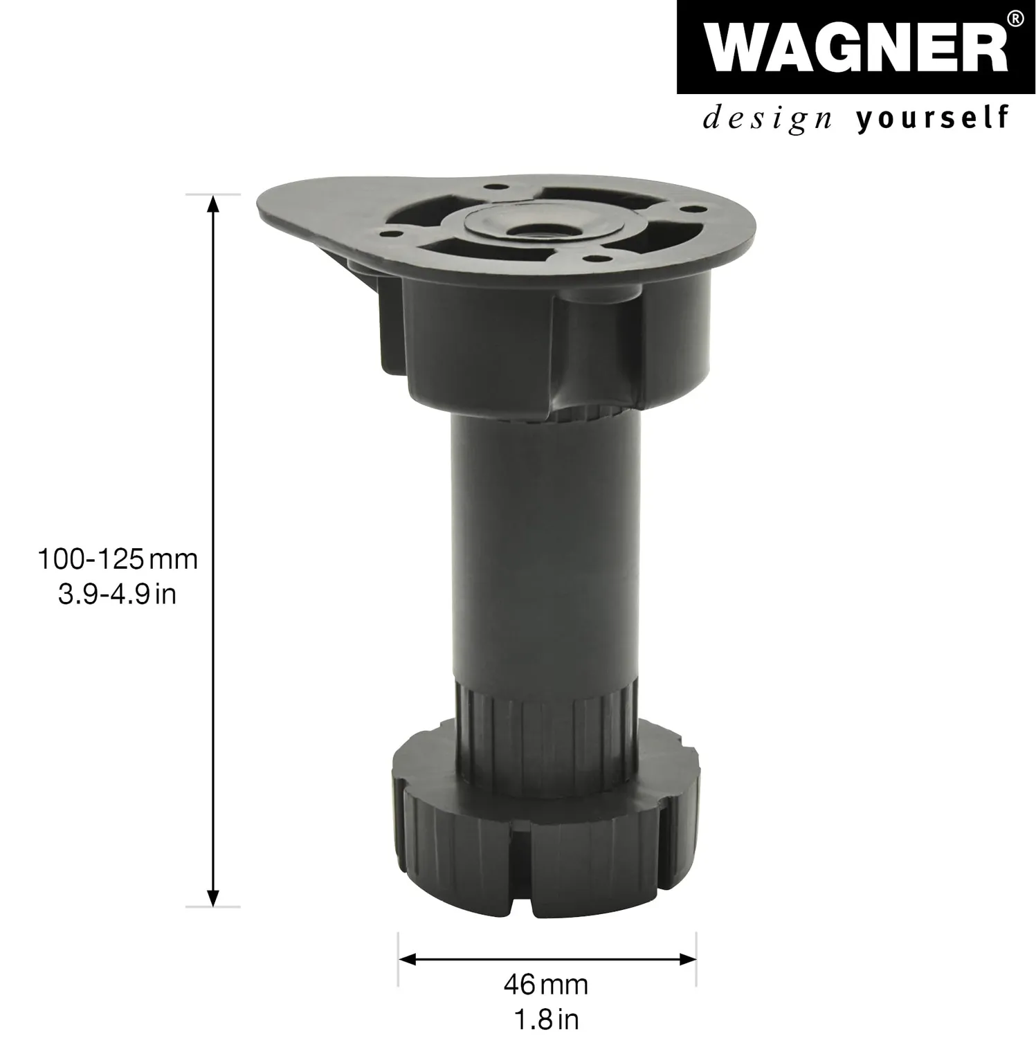 Wagner 12039500 piedini cucina regolabili neri 4pz 100-120 mm