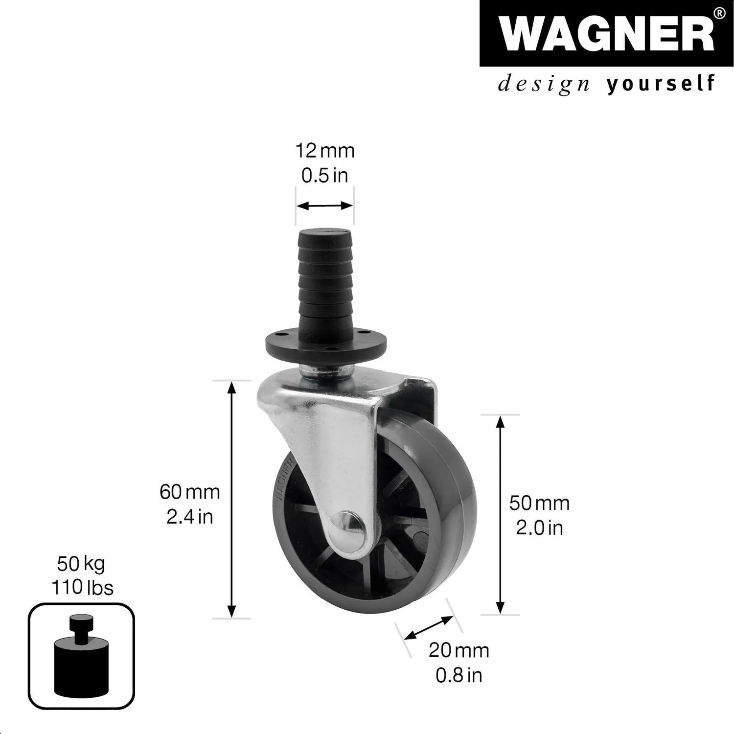 Wagner 01908901 rotella perno 50 mm grigia singola