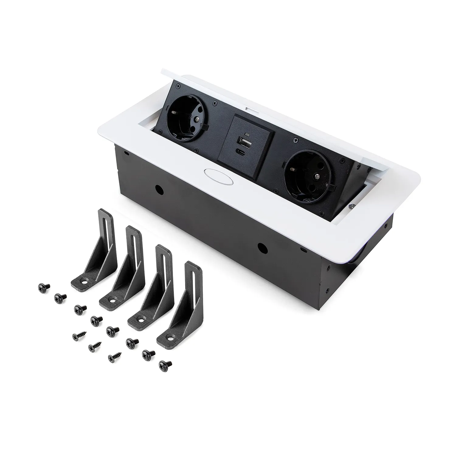 Emuca Ciabatta Scrivania Incasso 265x120 Bianco 2 Spine USB-C