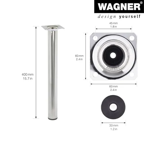 Wagner 1540 piedino per mobili acciaio cromo 400 mm
