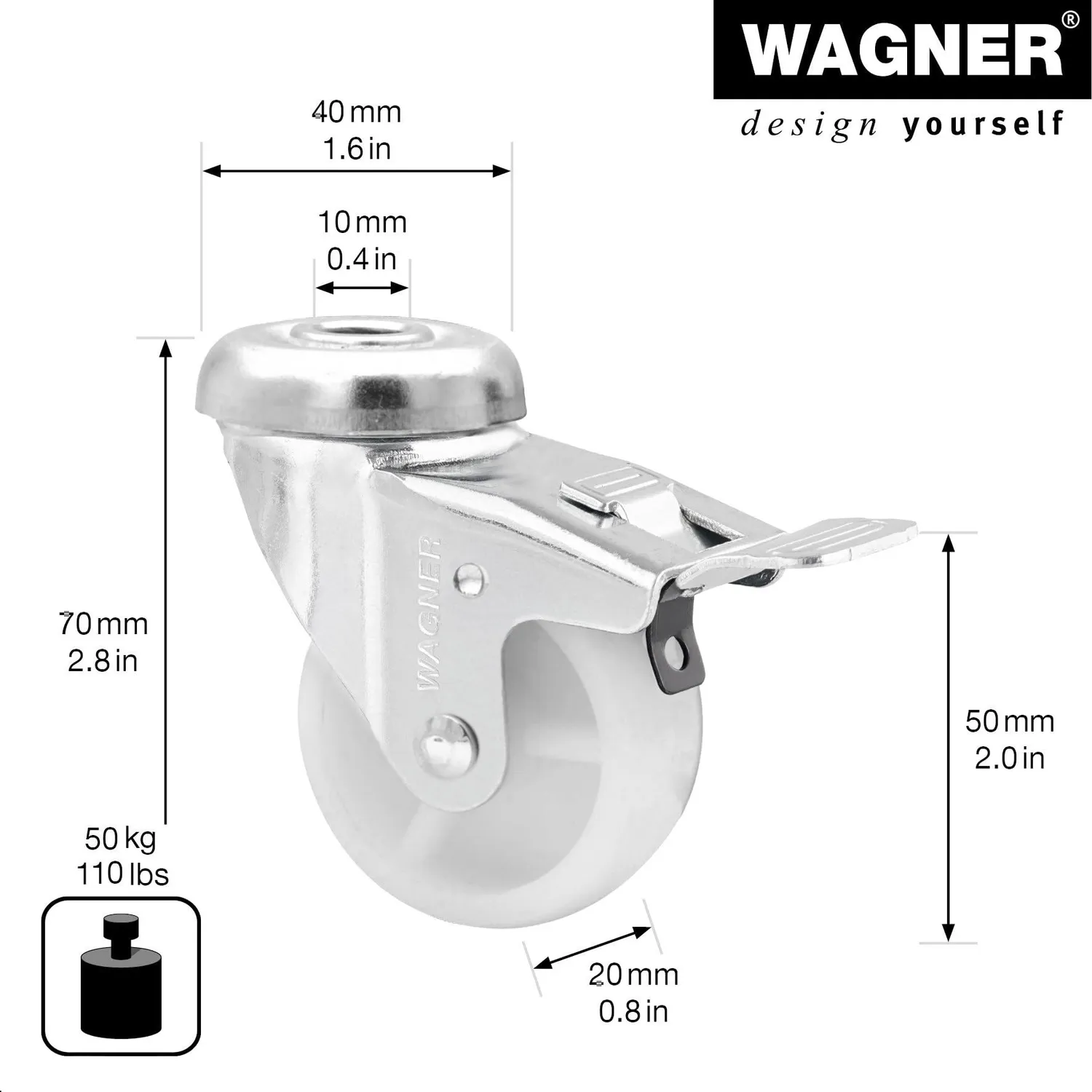 Wagner ECO 23325001 rotella freno bianca 50 mm