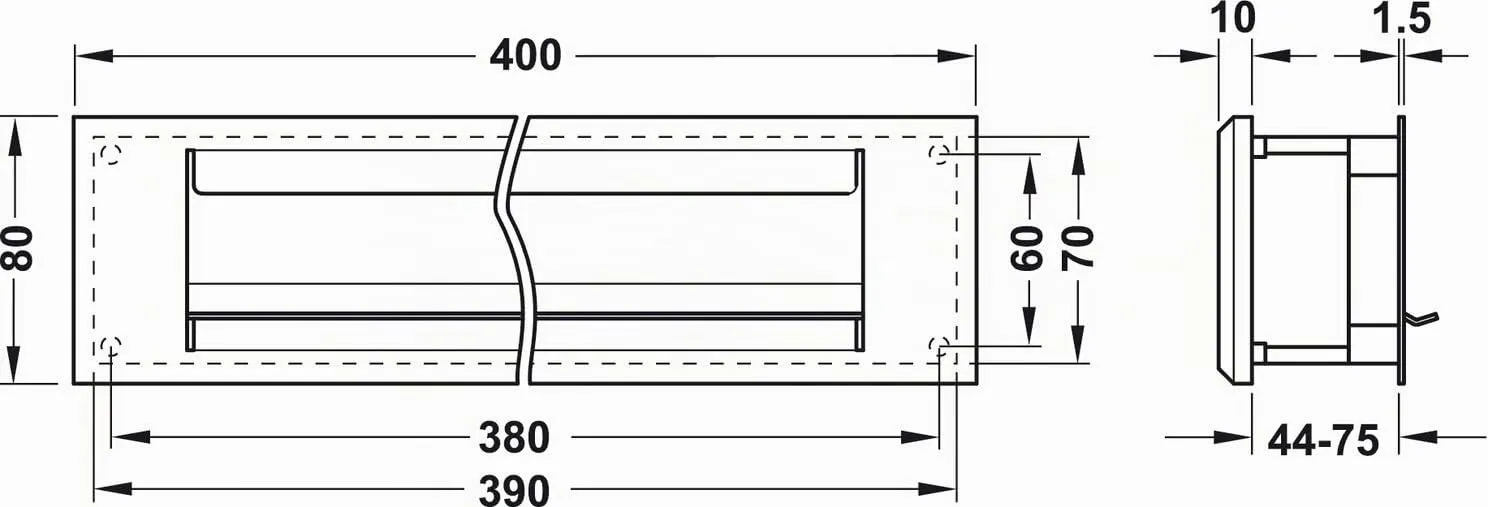 Gedotec buca lettere isolata inox 400x70 mm 1 pezzo