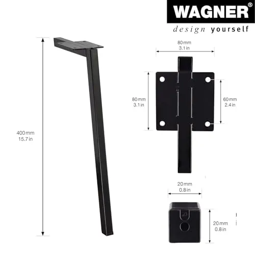 Wagner ST 5440 gamba per mobili 400 mm 1 pz nera opaca