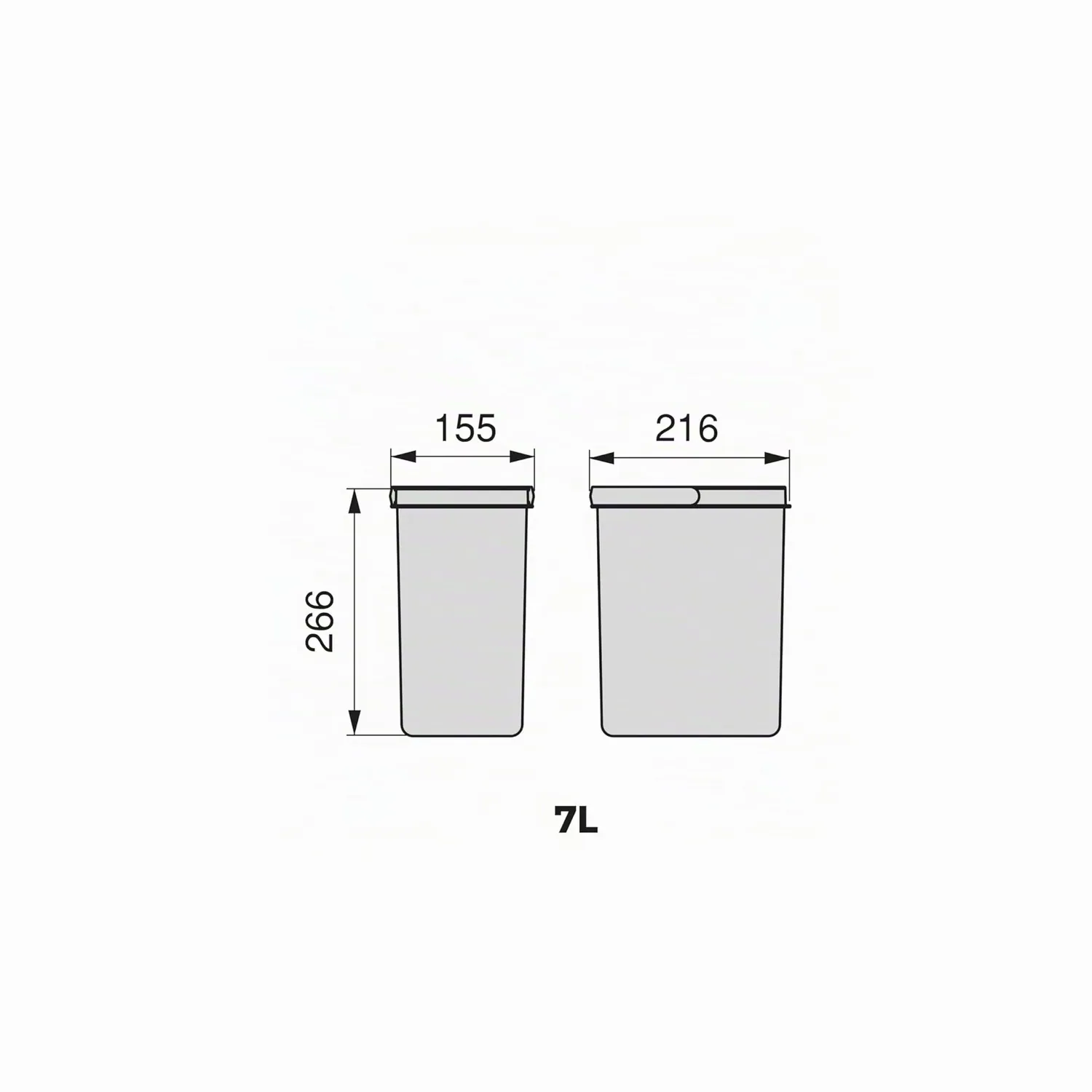 Emuca contenitori differenziata 2x7L H 266 mm grigi per cassetto