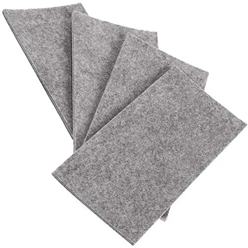 Adsamm Fogli Feltro 80x180 mm 4 Pezzi Rettangolari Grigi Autoadesivi