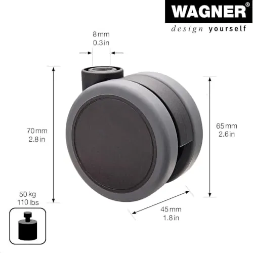 Wagner Design RO 0765 rotella mobili morbida nero-grigio 65mm