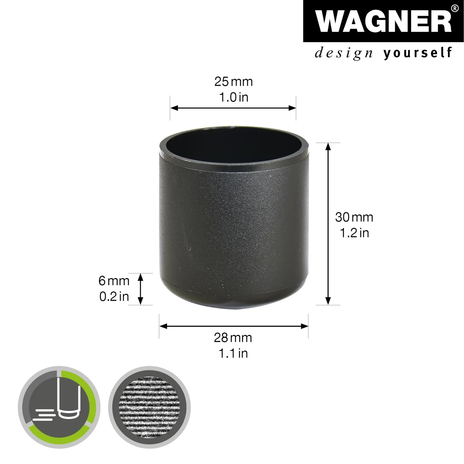 Wagner 15061799 tappi rotondi neri 4 pezzi