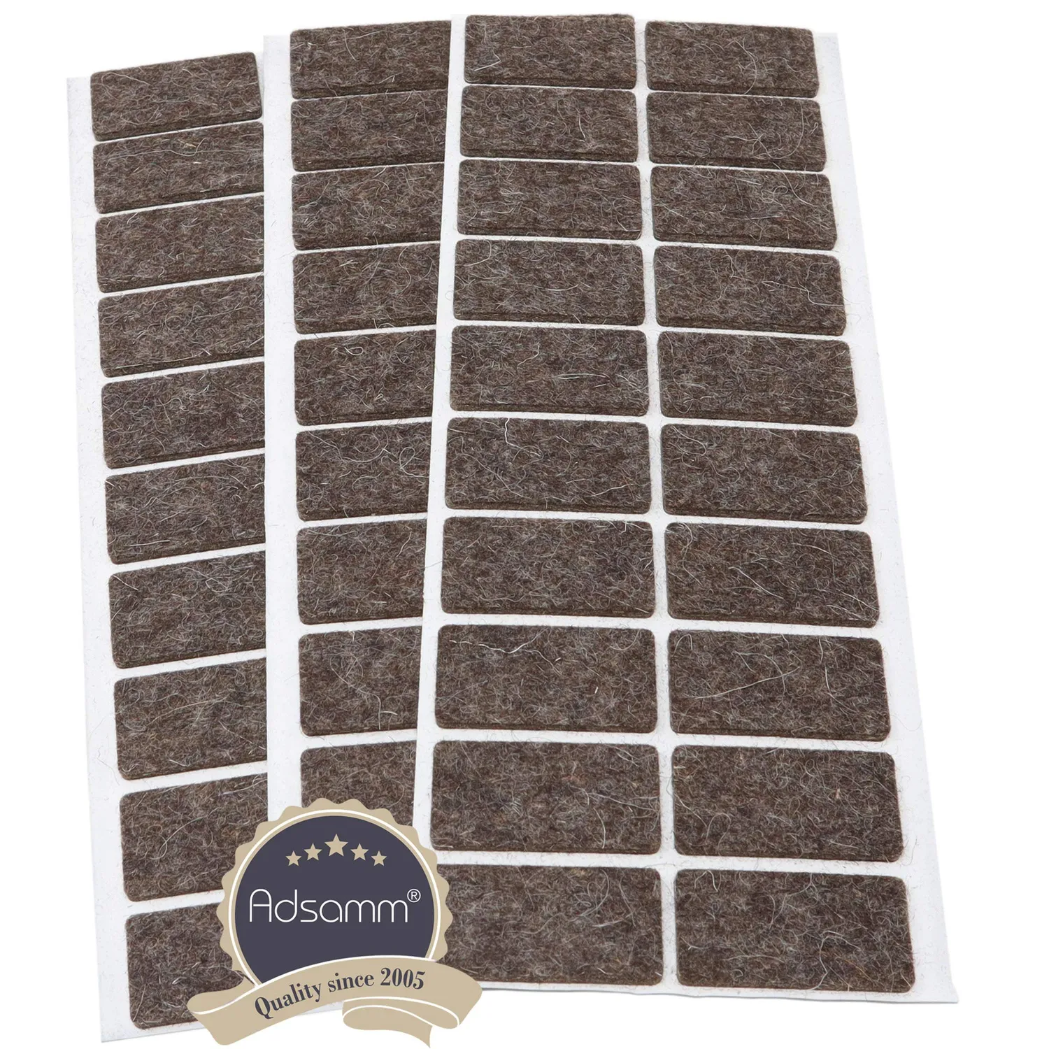 Adsamm feltrini autoadesivi 20x40 mm marroni 60 pezzi lana