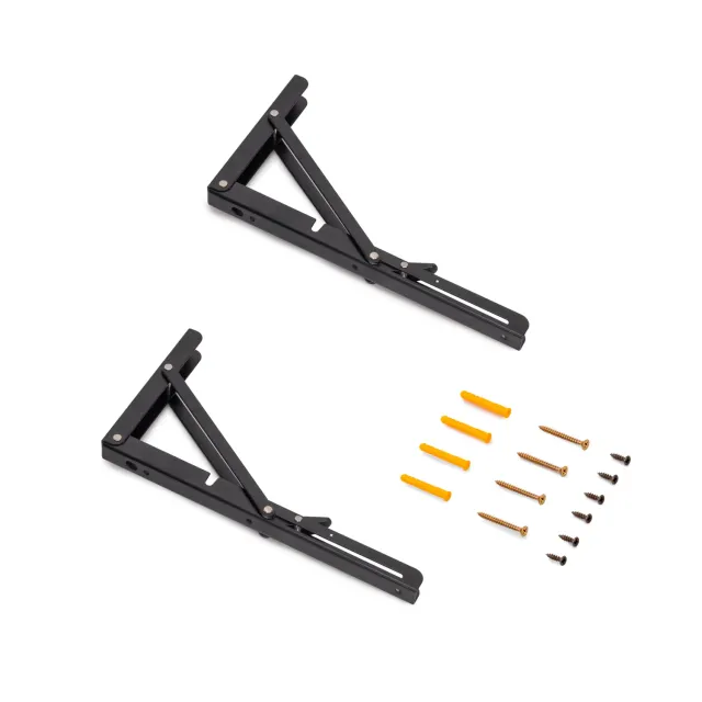 Emuca reggipiani pieghevoli 303 mm neri set 2 pezzi 50 kg