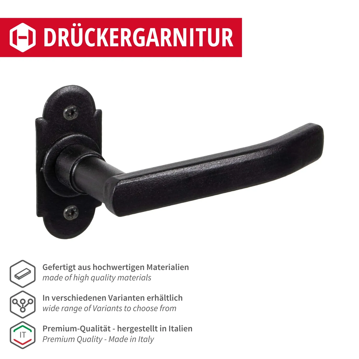 Gedotec Helsinki maniglia porta ferro nero antico rosetta PZ set