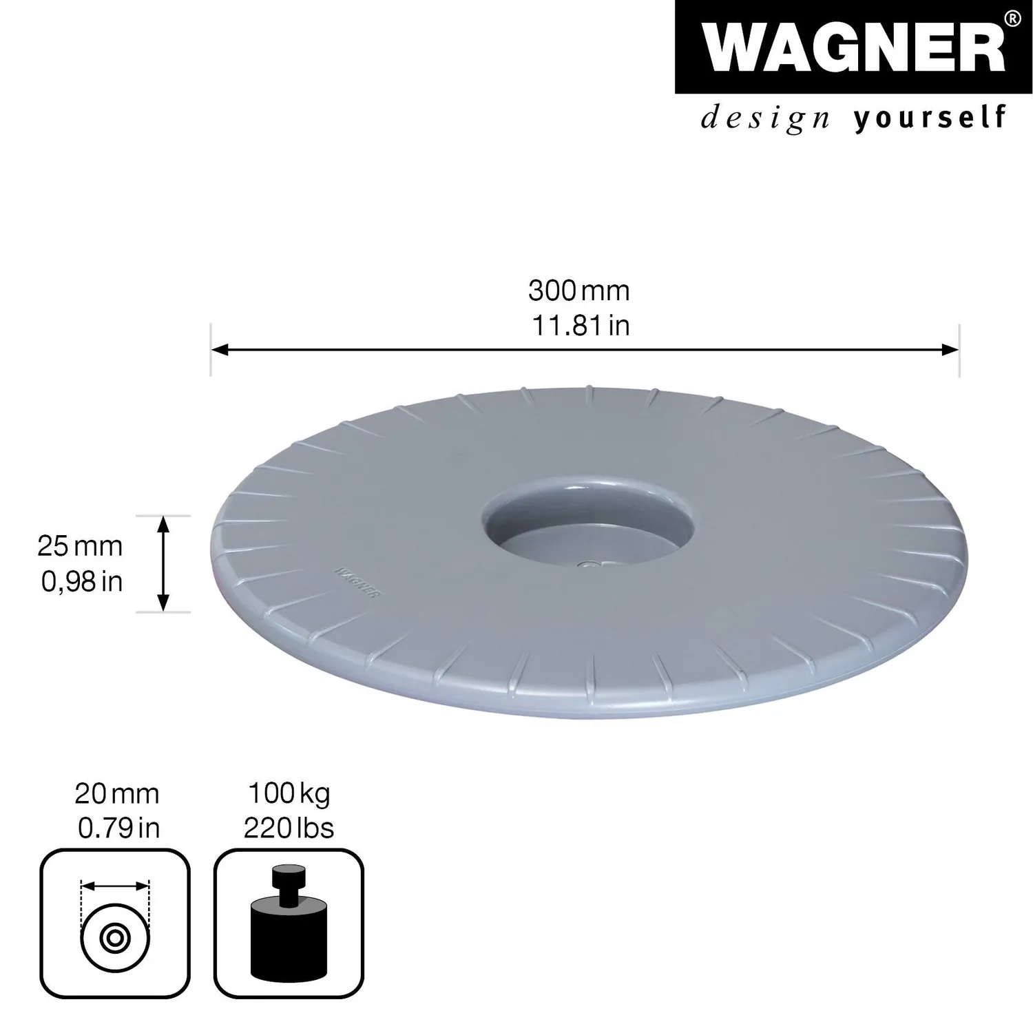 Wagner Ultraflat carrello piante Ø30 cm grigio 100 kg