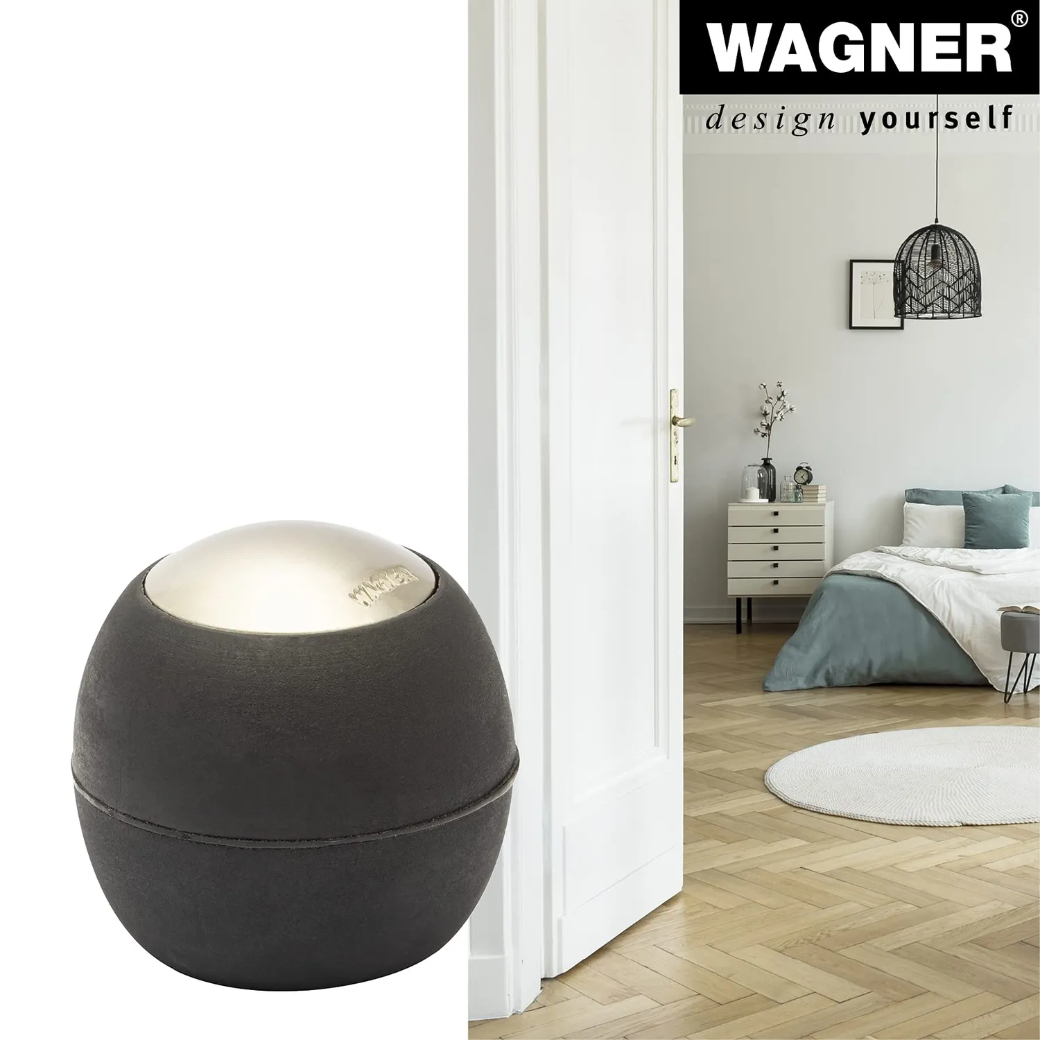 Wagner Uovo Fermaporta Pavimento Ø 30x30 mm Zinco Satinato