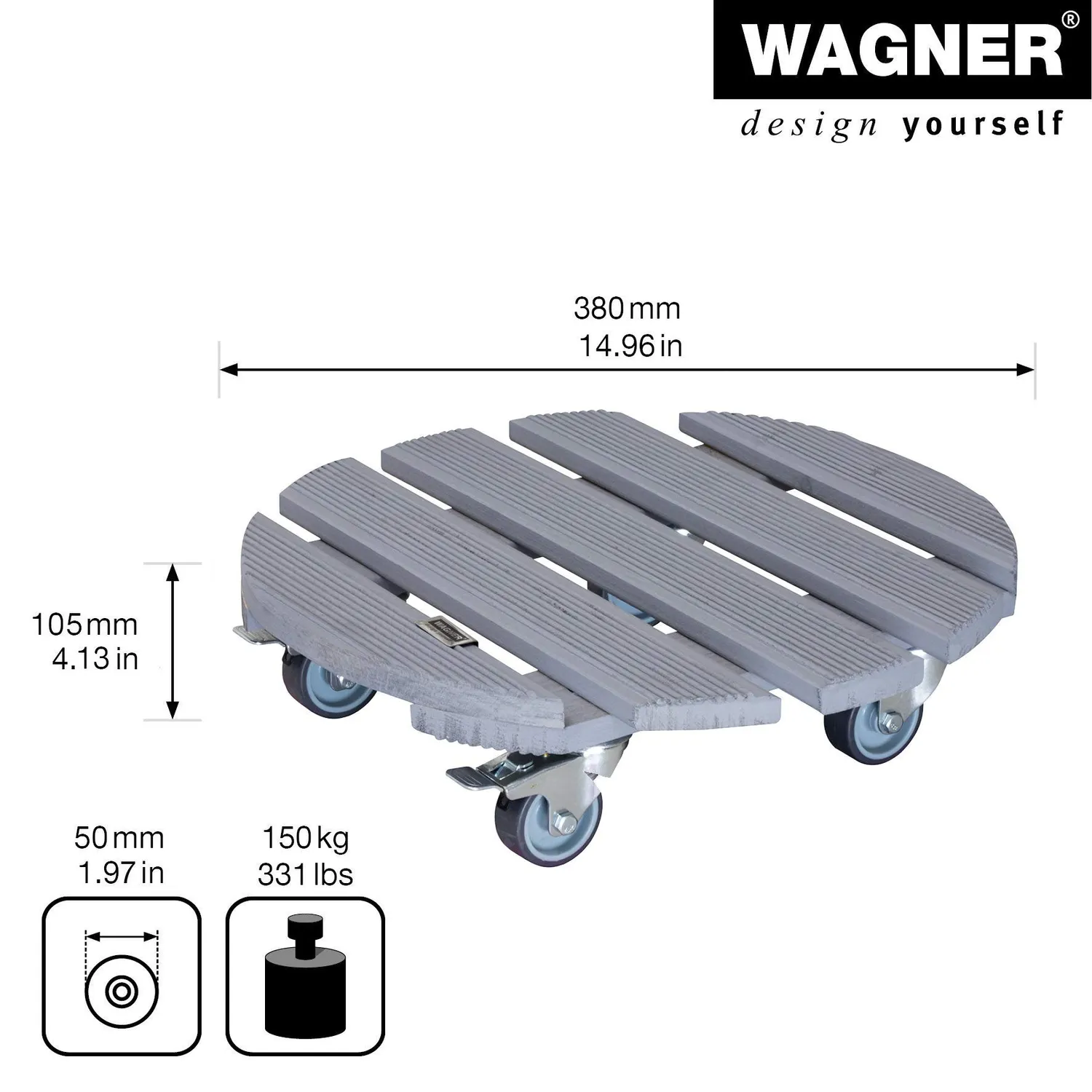 Wagner Creo carrello piante grigio Ø38 cm 200 kg