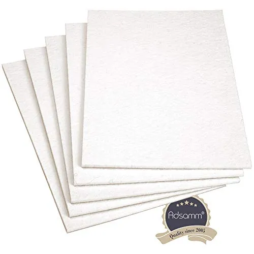 Adsamm Fogli Feltro A4 200x300 mm 5 Pezzi Bianchi 5,5 mm