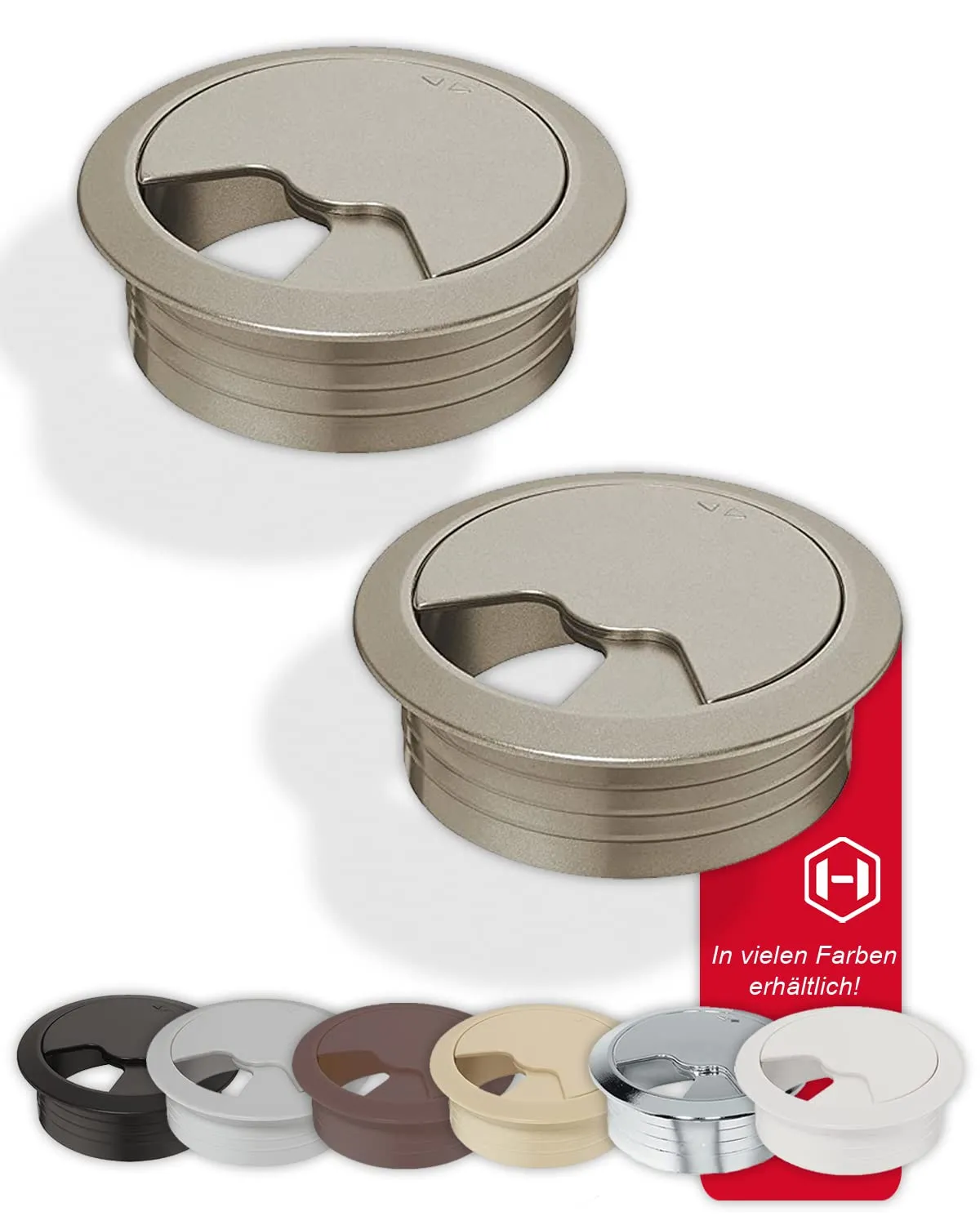 Gedotec Passacavo Scrivania 60 mm Nero Opaco 10 pz ABS