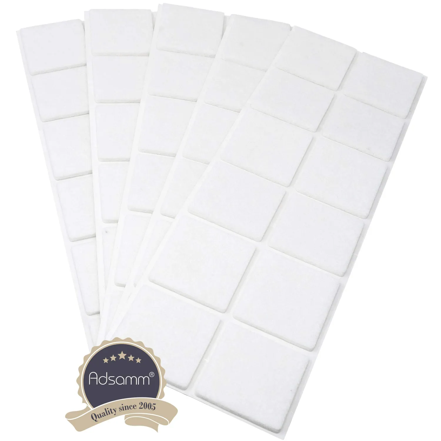 Adsamm feltrini autoadesivi bianchi quadrati 40x40mm 60pz