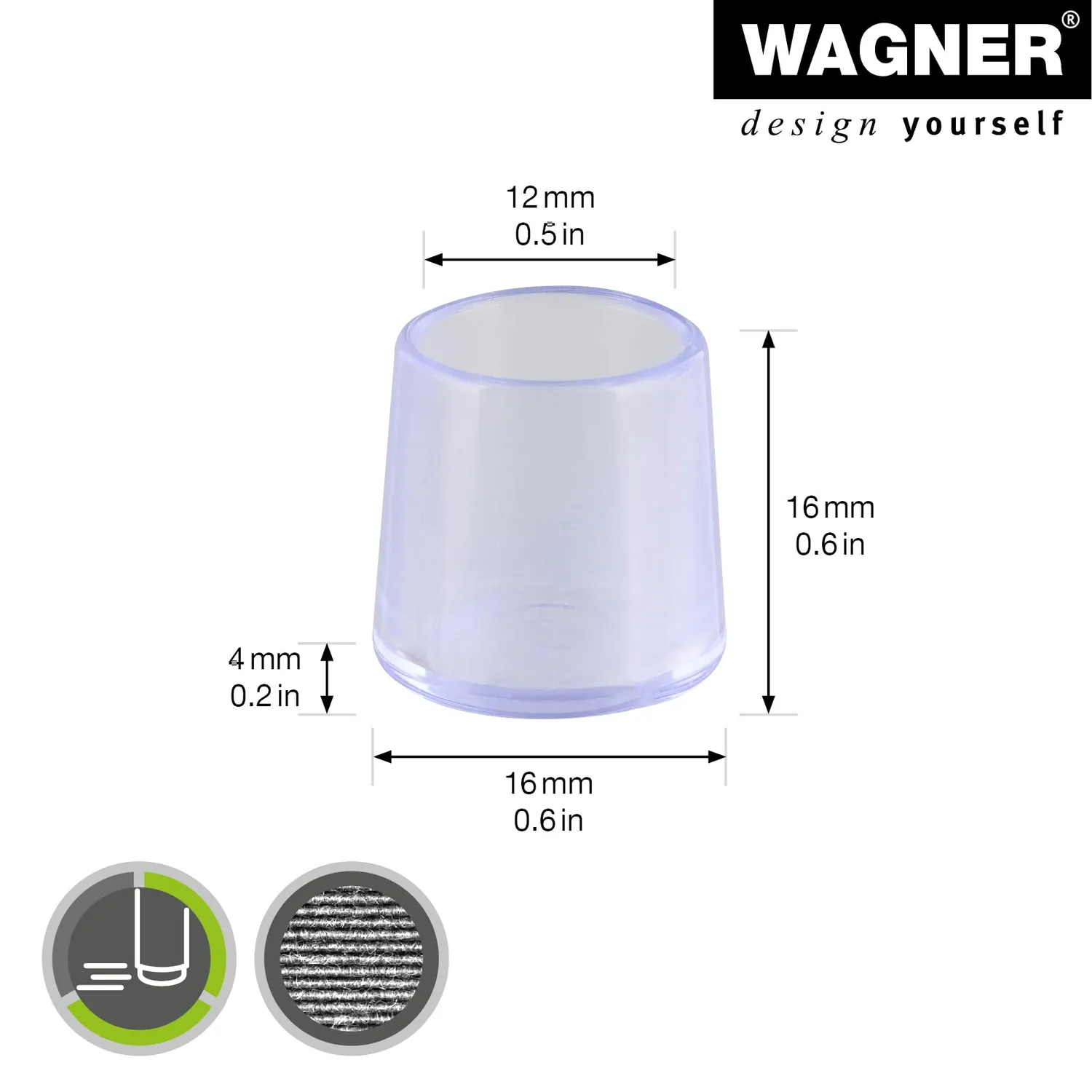 Wagner 15067099 tappi tubi acciaio 4 pezzi trasparenti