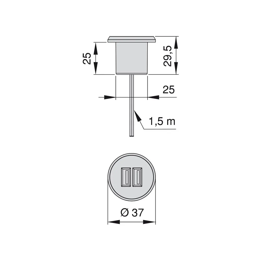 Emuca 5070625 Caricabatterie USB Incasso 2 Prese Grigio