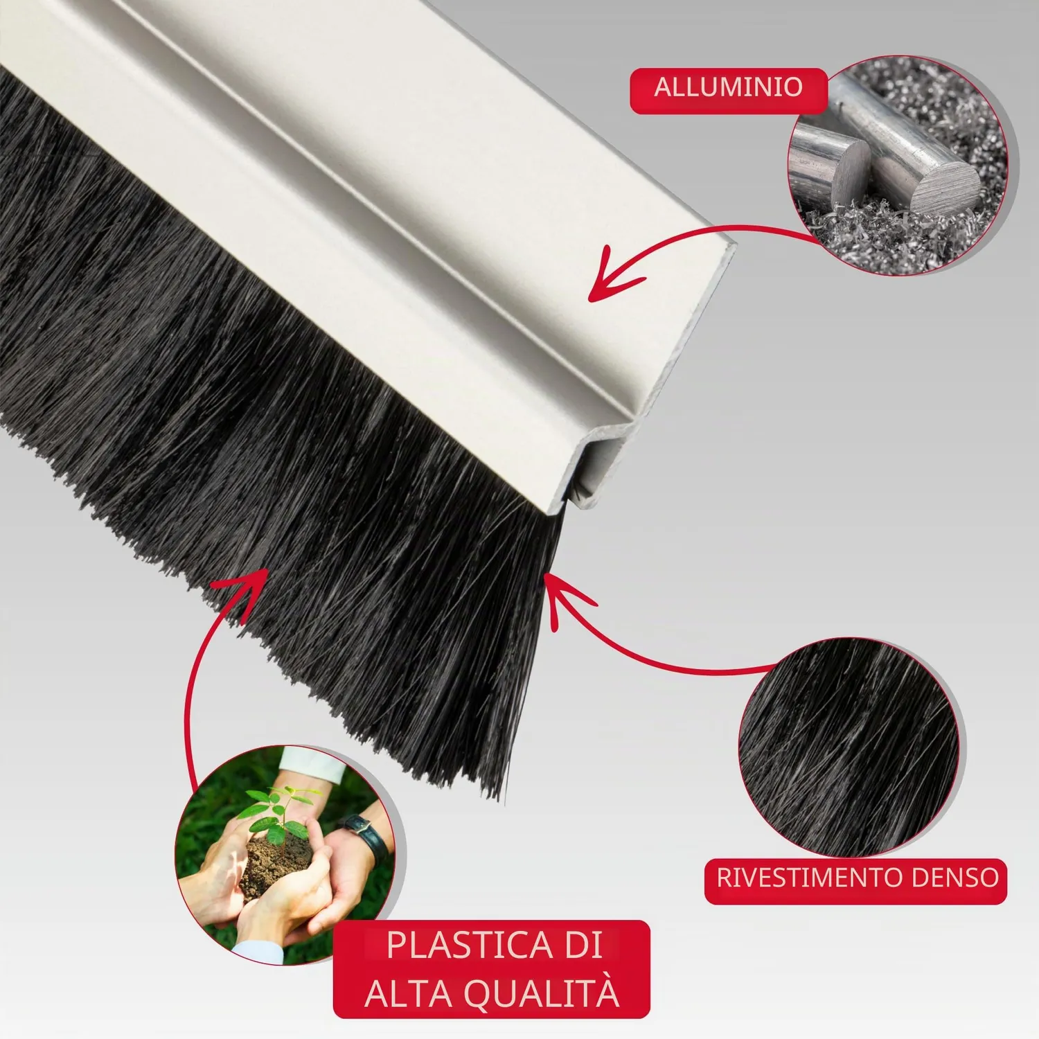 Gedotec paraspifferi spazzola porta 1 m nero accorciabile
