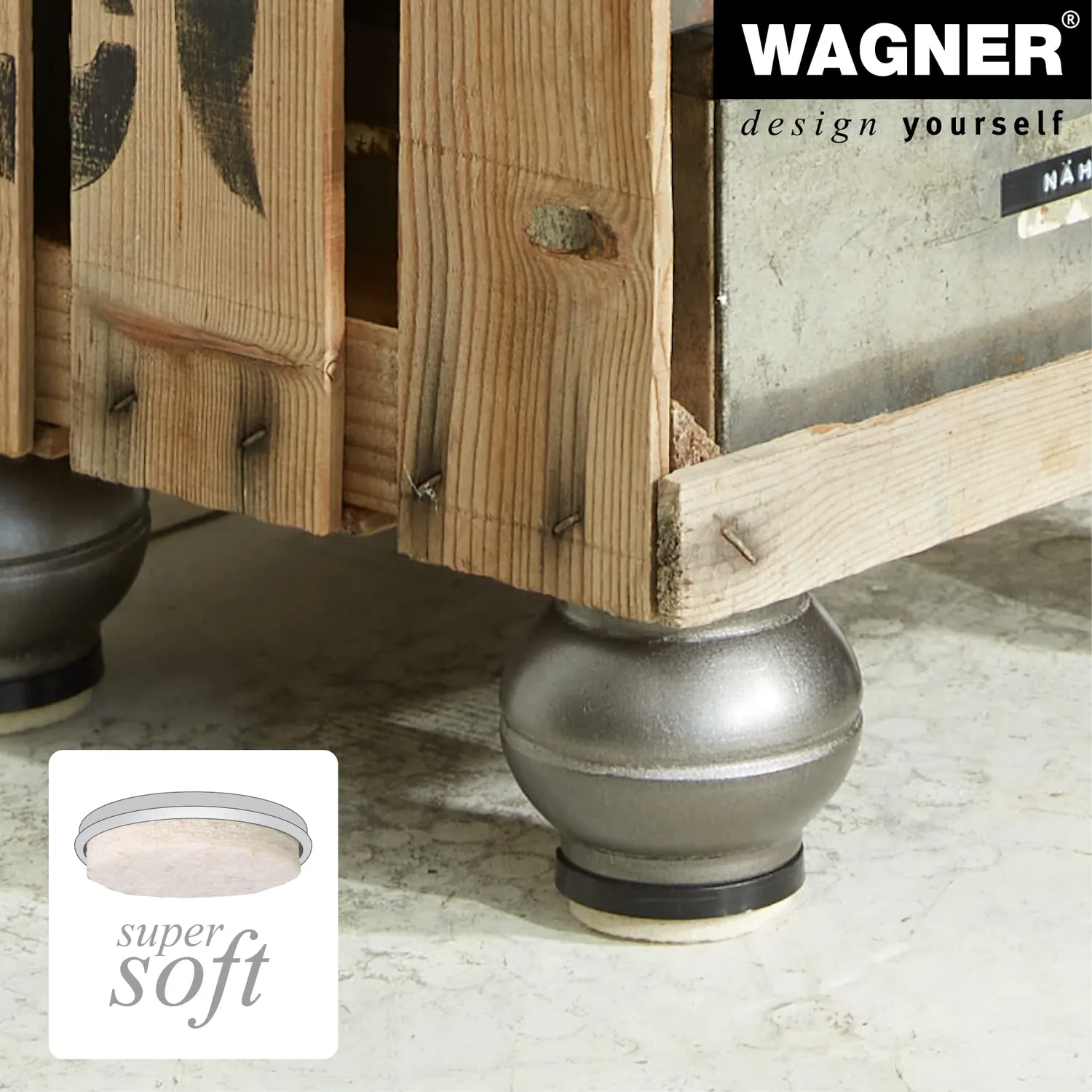 Wagner ST 7874 piede mobile faggio argento 75 mm