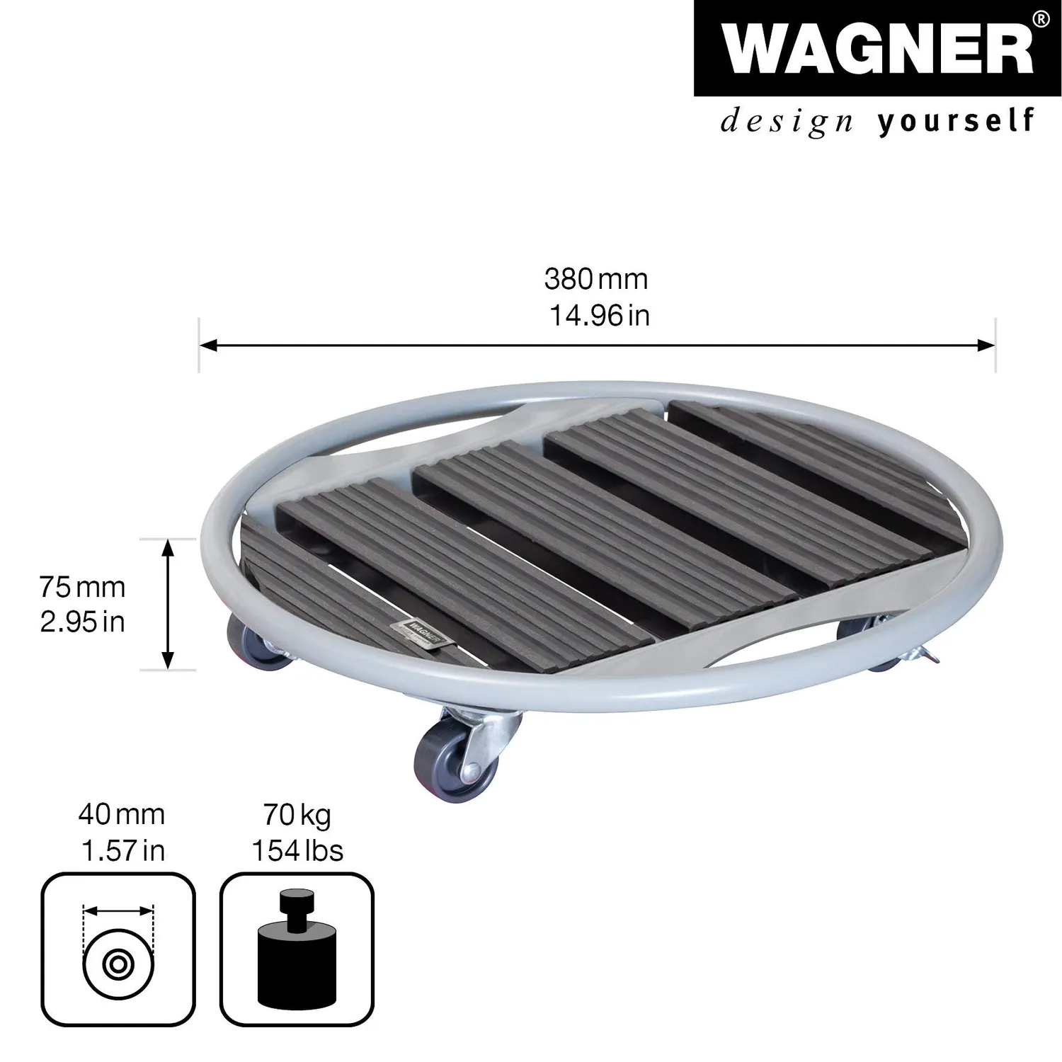 WAGNER Venezia carrello piante Ø38 cm antracite WPC 70 kg