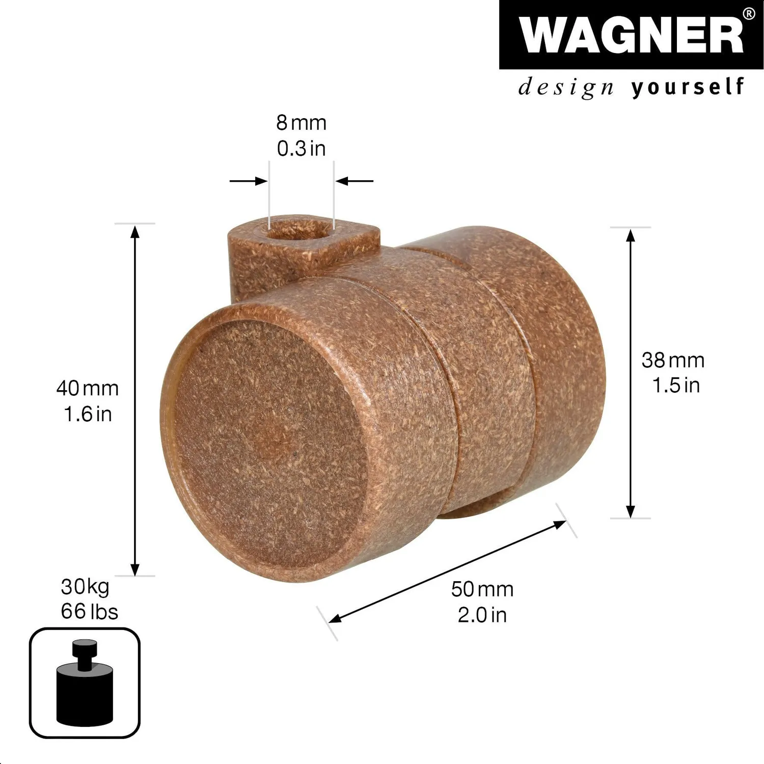 Wagner Design 01020301 rotella mobili marrone melange 1 pz portata 50 kg