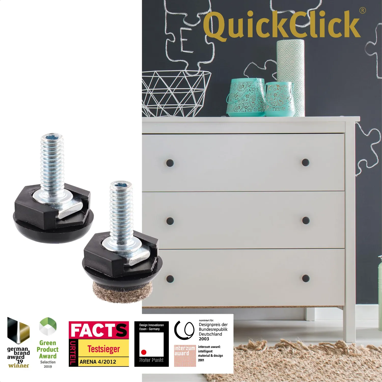 Wagner Justus Slim 15428199 piedini livellamento set 4 pezzi Ø 20 mm feltro