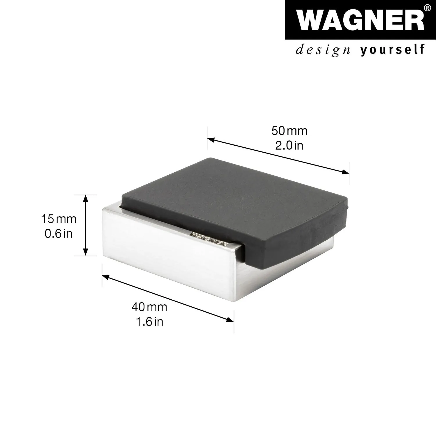WAGNER Screw or Glue 15515911 fermaporta inox 47x40x13 mm