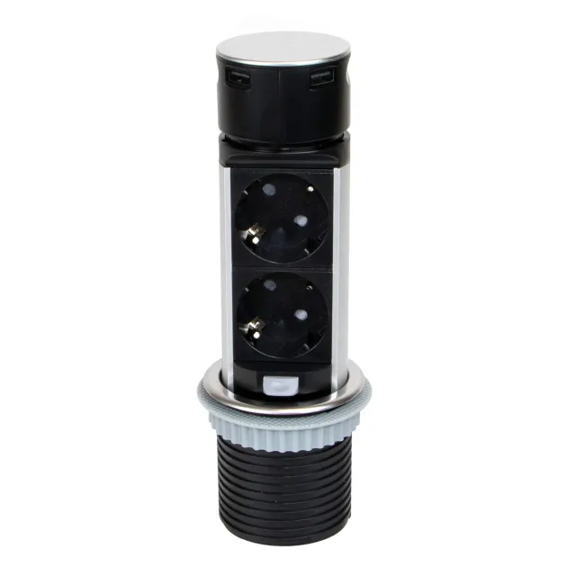 Emuca Torretta Multipresa Scomparsa 2 Schuko+2 USB Push