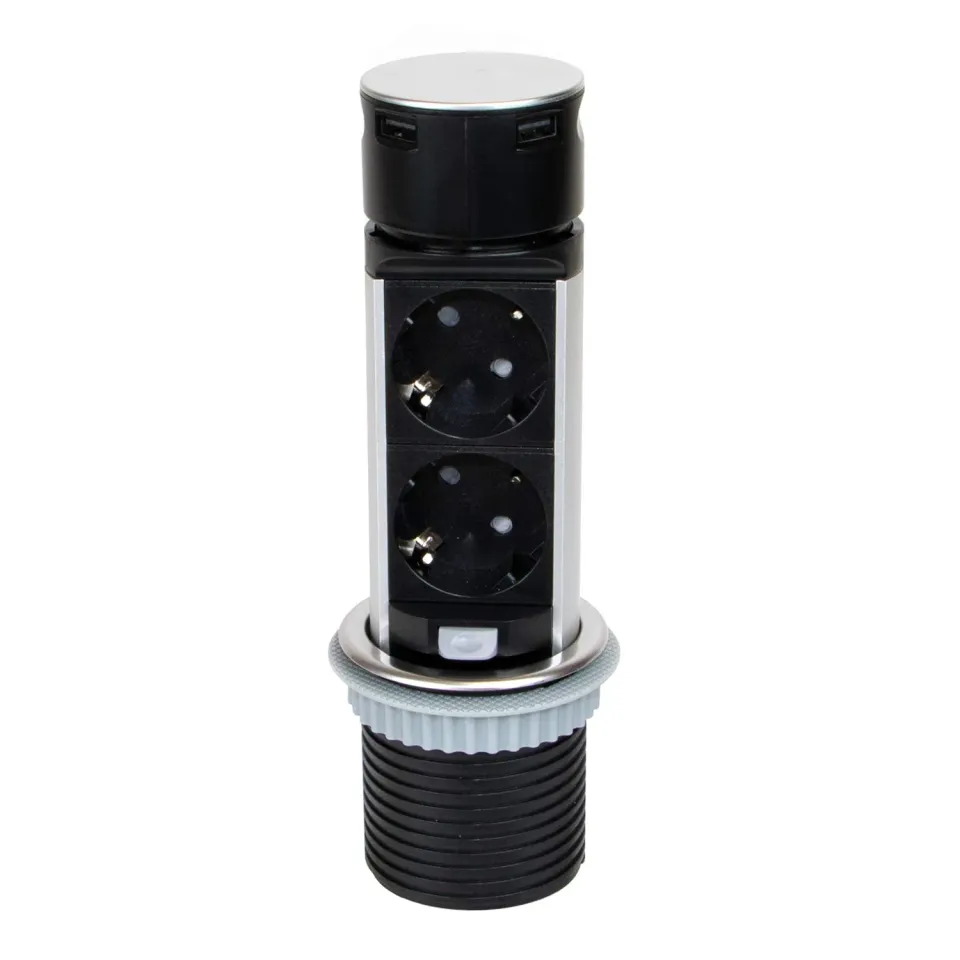 Emuca Torretta Multipresa Scomparsa 2 Schuko+2 USB Push