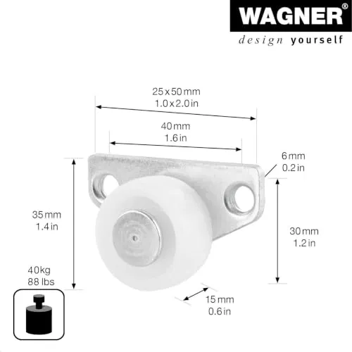 Wagner RO 0059 rullo letto bianco 30 mm 40 kg