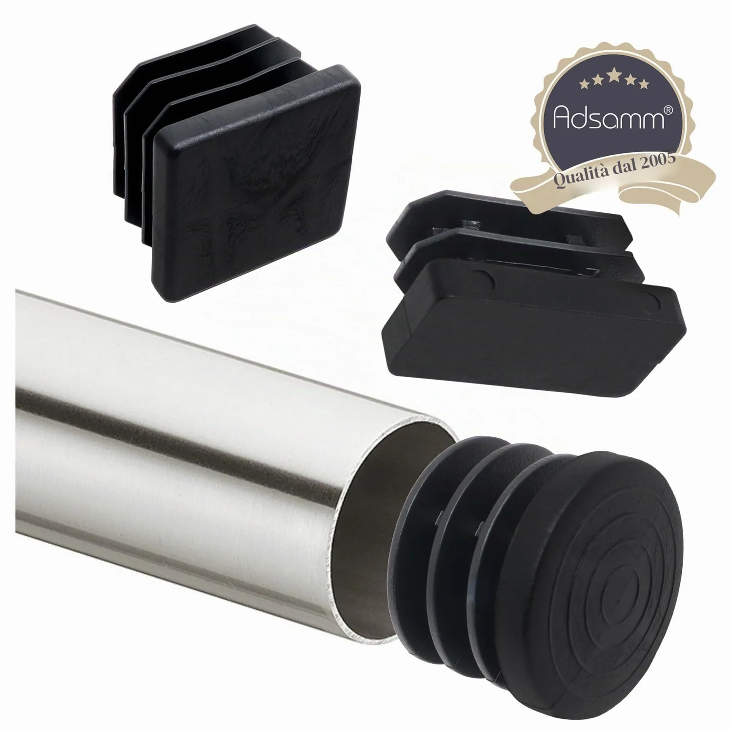 Adsamm Puntali lamellari tondi 16-18 mm tappi neri 16 pezzi