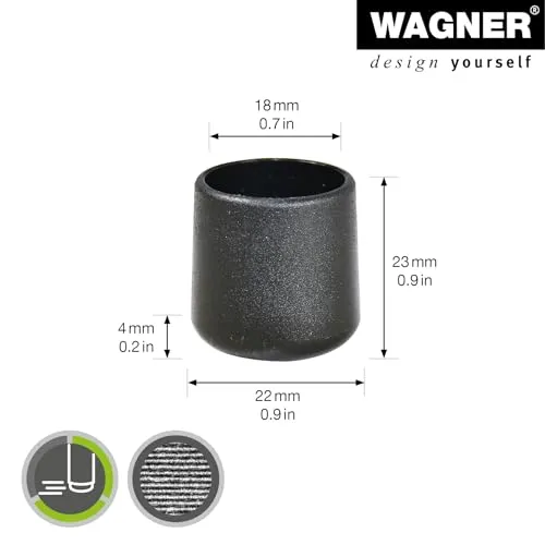 Wagner 15061899 tappi per tubi rotondi 4 pezzi Ø 18/22 mm neri